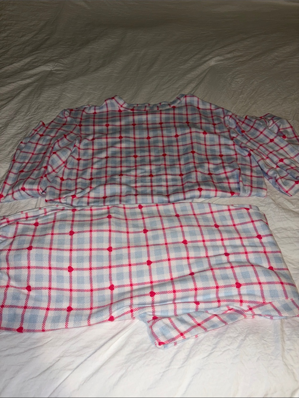 LOFT Pink, Light Blue & White Plaid Short-Sleeve Pajama Set